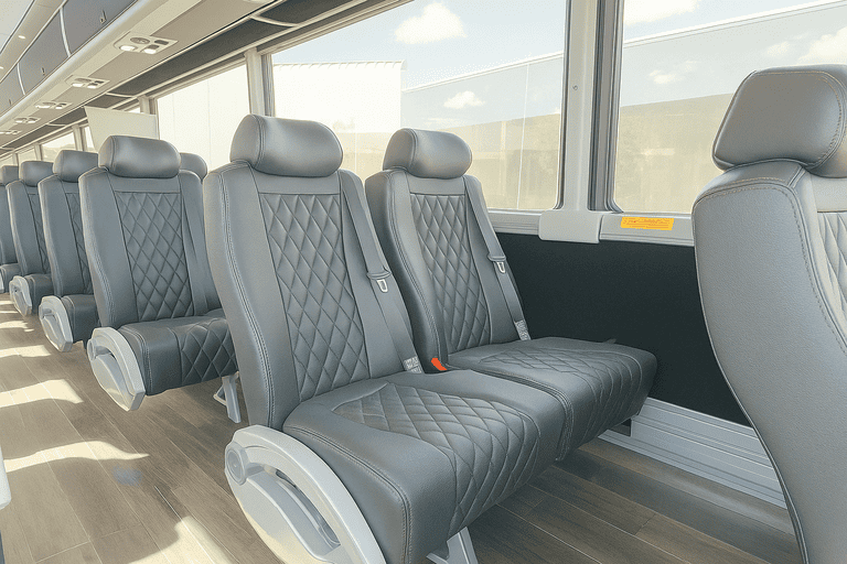 interior of Coach Bus Pearland charter bus